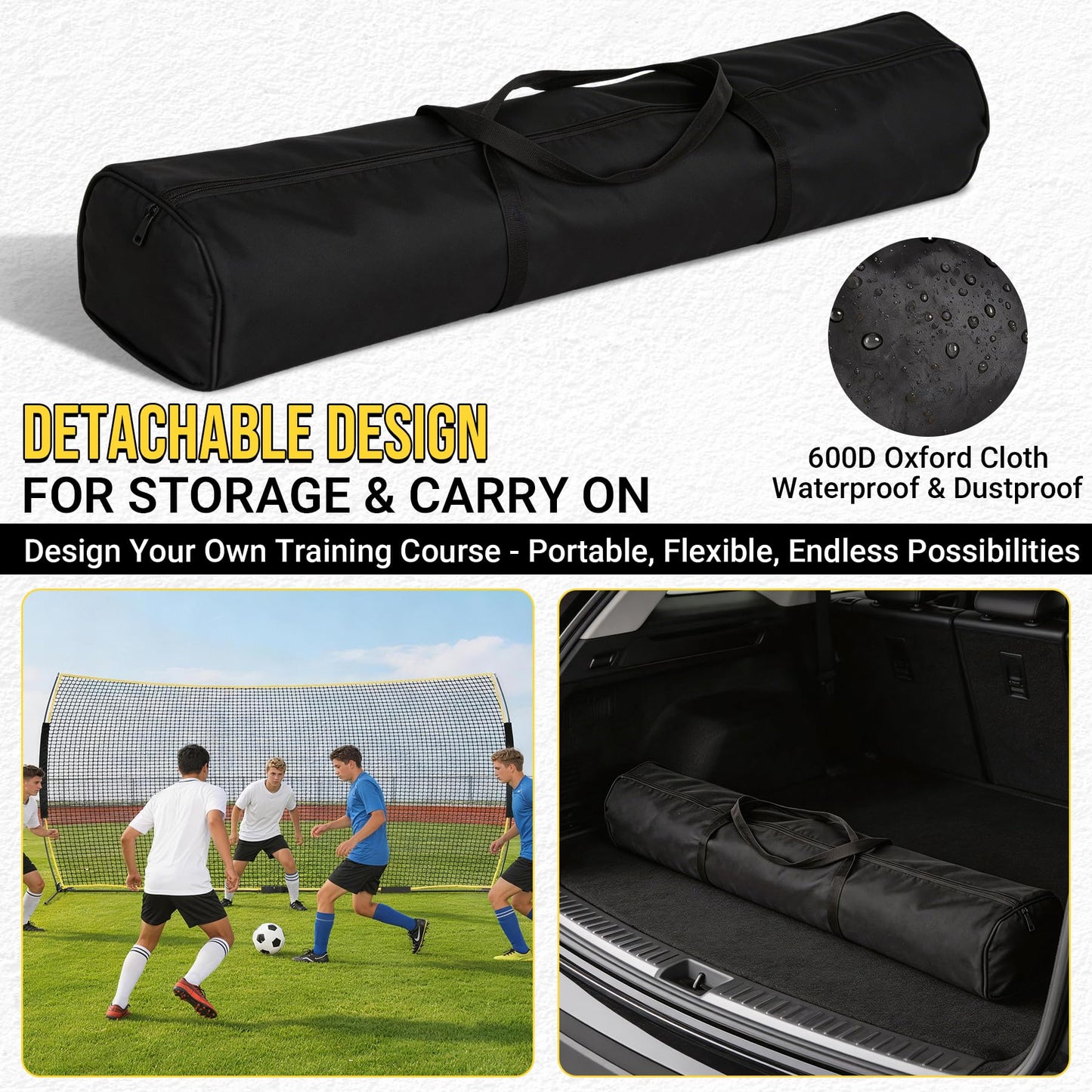 Eastrexon Barricade Backstop Net, 20x10ft Ball Stop Netting with Carry Bag & Ground Stakes, Quick Setup, Portable, Perfect for Lacrosse, Baseball, Basketball, Soccer