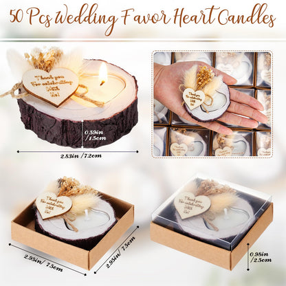 MTLEE 50 Pcs Wedding Favor Candle Holders, Rustic Wooden Wedding Bridal Shower Party Souvenirs Favors Candle Gifts for Guests