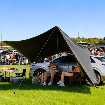 TIMBER RIDGE 19x9.8ft Retractable Car Awning with Blackout Coating, 186ft² Roof Rack Pull-Out Sun Shade Overland Camping, UPF50+ Waterproof Sun Shelter for Vehicle/Truck/Jeep/SUV/Van Grey