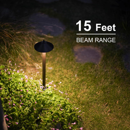 GOODSMANN Landscape Lighting Outdoor Low Voltage Landscape Lighting Kits 8PK Pathway Lights Wired 10W 25 Lumen 2700K Warm White Metal 12V Bronze Electric Sidewalk Walkway Lights with Cable Connectors