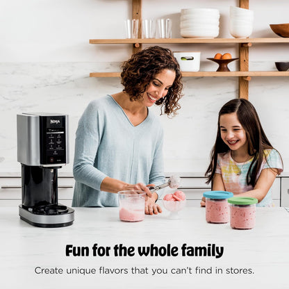Ninja CREAMi Ice Cream Maker Bundle - Includes 4 Tubs for Gelato, Milkshakes & More | 7 One-Touch Programs | Compact Silver Design