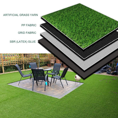 WarmShe 0.7inch Realistic Artificial Grass Turf Synthetic Faux Astroturf Rug 8FTX10FT for Pet Indoor Outdoor Carpet Balcony Garden Lawn Mat with Drainage Holes