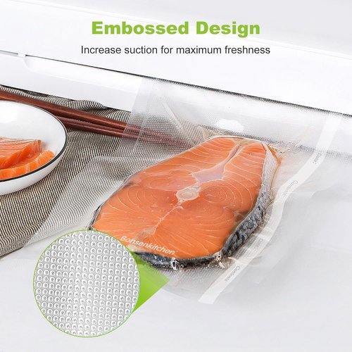 Bonsenkitchen Vacuum Sealer Bags - Heavy Duty 8" x 50' Rolls | BPA-Free Food Storage & Sous Vide Cooking