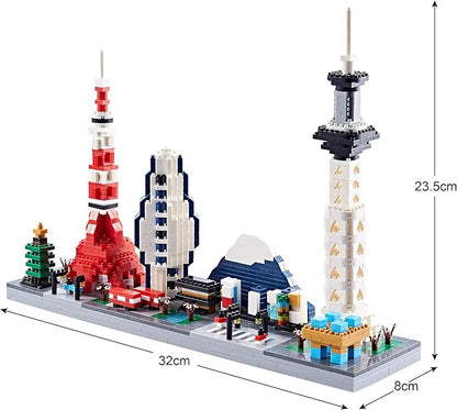 Japanese Architecture Tokyo Skyline Micro Building Blocks for Adults and Kids Ages of 14+ – Challenging Construction Set 1880 Pieces Perfect Home and Office Decoration