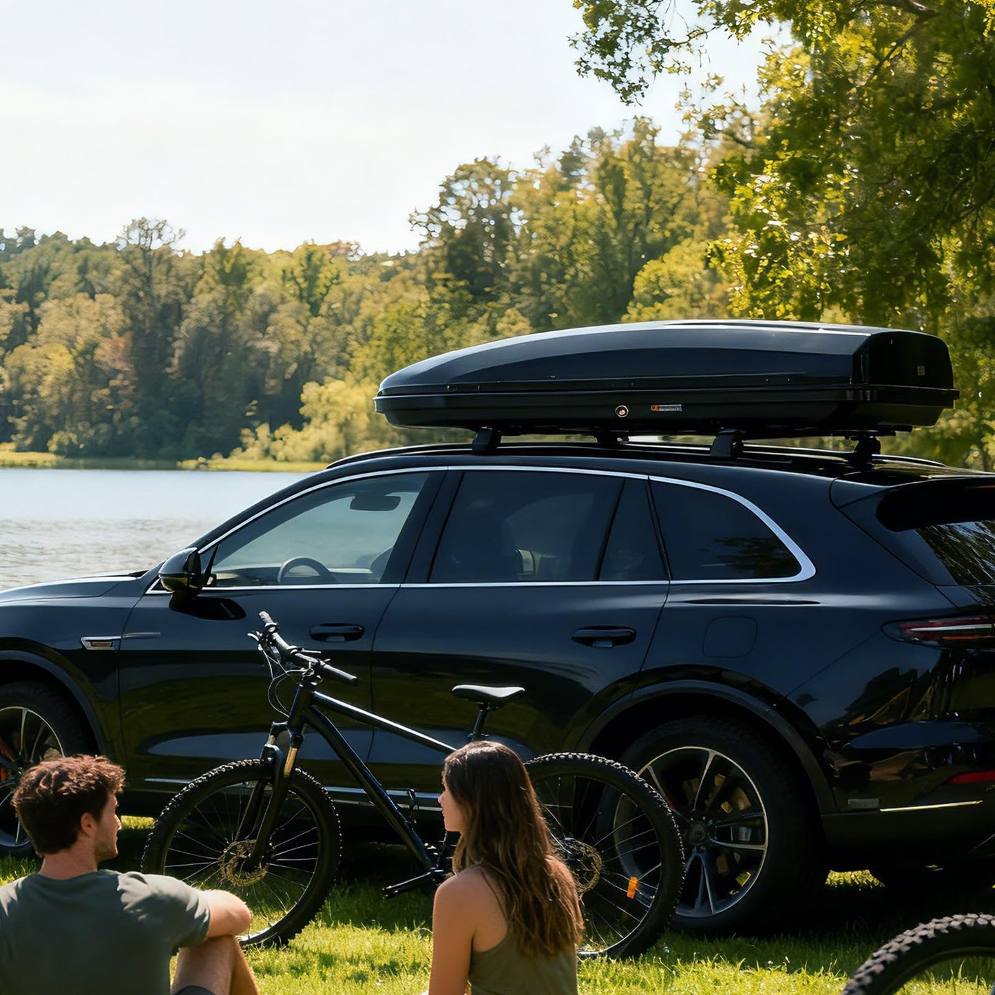 Rooftop Cargo Box Carrier, 14 Cu ft Hard Shell Rooftop Cargo Carrier - Dual-Side Opening, Universal Car/SUV Fit, Waterproof ABS Material, 165Lbs Capacity w/Secure Straps & Keys