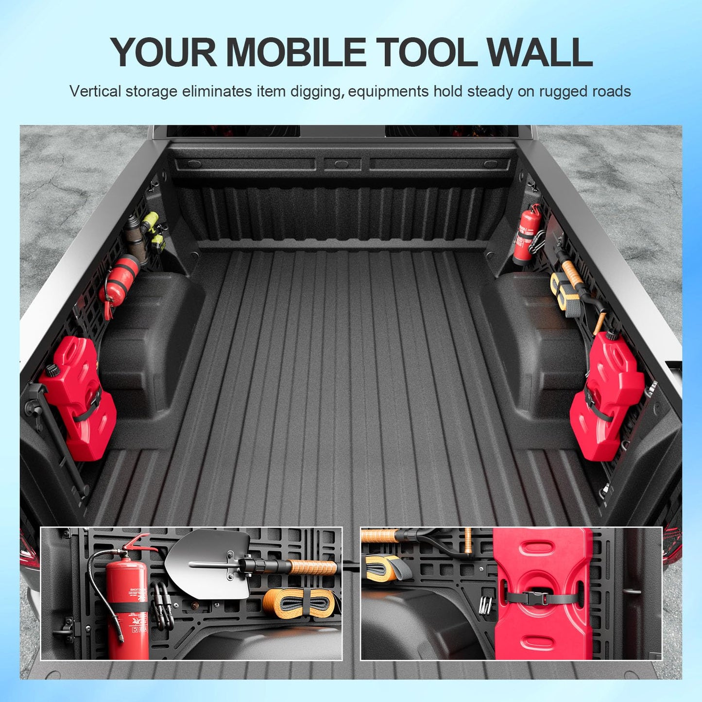 SZYANG 5.8FT Side Bed Molle Panel Compatible with 19-25 Silverado GMC Sierra Truck Panel System Replacement for 2019-2025 Chevy Silverado Accessories