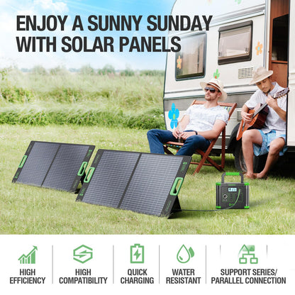 EBL 100W Portable Solar Panel for Power Station, 18V Foldable Solar Charger for Jackery/Ecoflow/Bluetti/GRECELL, Waterproof IP65 High-Efficiency Battery Charger for Outdoor Camping RV Off-Grid Living