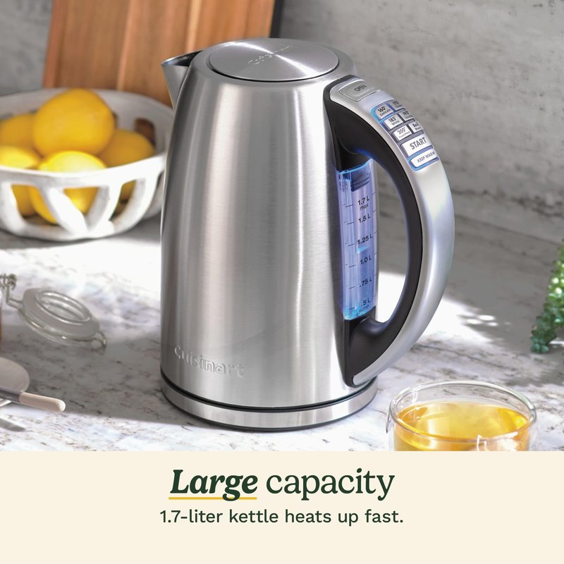 Cuisinart PerfecTemp 1.7-Liter Electric Kettle, Cordless Electric Tea Kettle, 1500W for Fast Heat-Up, 6 Preset Temperatures, 30-Minute Keep Warm, Stay Cool Nonslip Handle, CPK-17P1