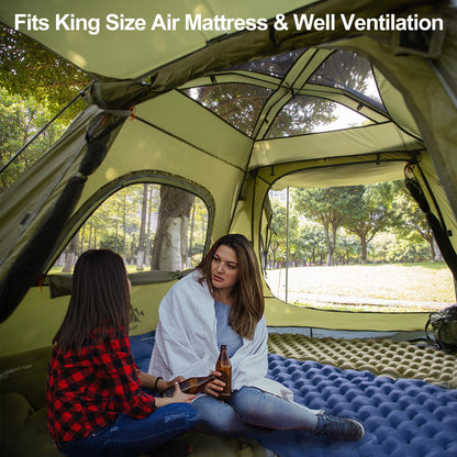 Night Cat 3-Person Camping Tent: Waterproof Instant Cabin Tent with Canopy Tarp for Family, 2-in-1 Canopy Tent with Porch Easy Setup
