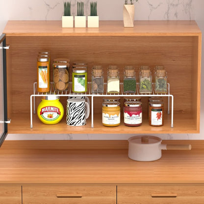 Redrubbit Cabinet Storage Shelf Rack, Expandable Metal Rustproof Kitchen Counter and Cabinet Shelf, Storage Rack Organizer Space Saver for Kitchen, Fridge, Cabinet, Bathroom, White, Set of 6