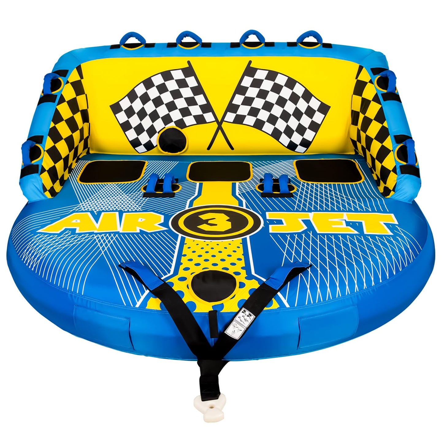 KMJETNIVY Towable Tubes for Boating Person,Pull Tube, Super Sofa Tubes for Boats,Inflatable Boat Tube,Front&Back Tow Points w/Heavy-Duty Thick Nylon Cover for Water Sports (3)