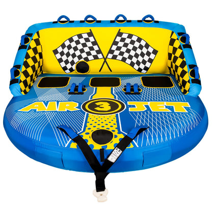 KMJETNIVY Towable Tubes for Boating Person,Pull Tube, Super Sofa Tubes for Boats,Inflatable Boat Tube,Front&Back Tow Points w/Heavy-Duty Thick Nylon Cover for Water Sports (3)