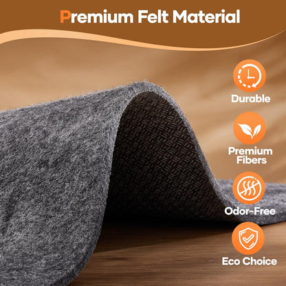 Veken Round Non-Slip Rug Pad - Cushioned Felt & Silicone Backing, 5 Ft, 1/8" Thick for Hardwood Floors