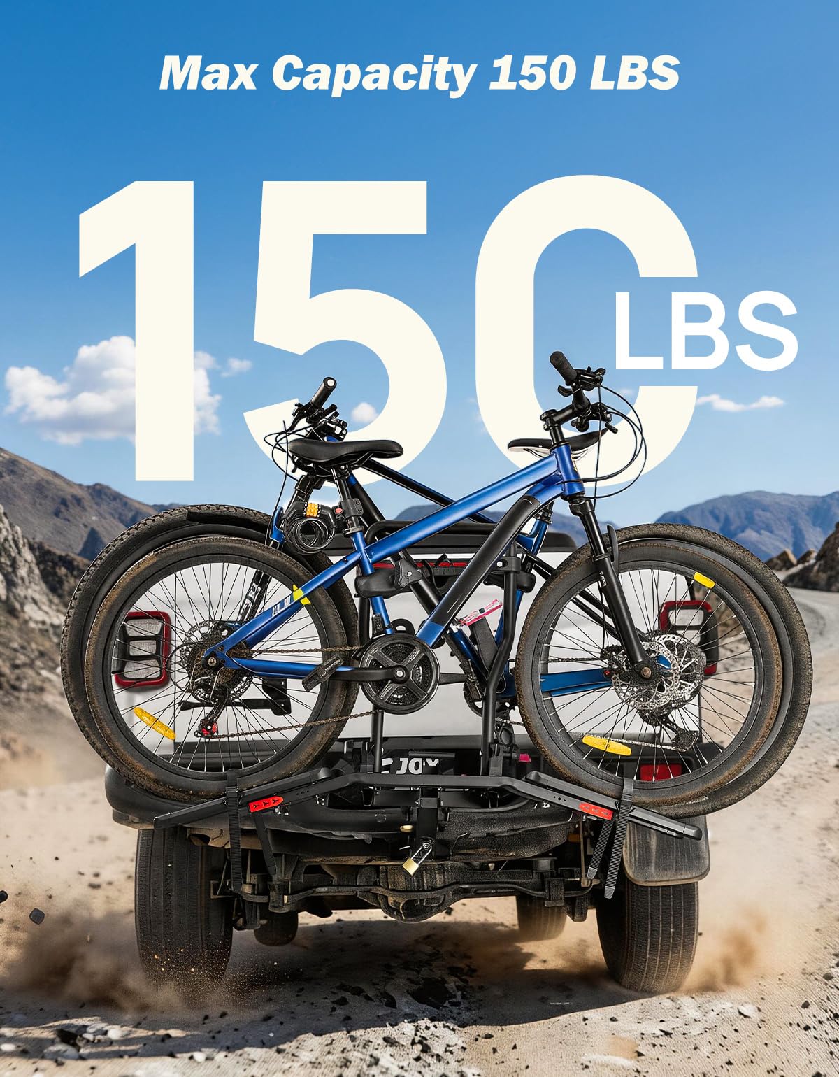 JOYTUTUS Compact & Lightweight 2-Bike Hitch Bike Rack, 150 LBS Capacity for Car SUV Truck with 1¼/2” Receiver, Easy Install Tilting Folding Anti-Wobble Bike Carrier, Fits Most Wheelbases (Max 53'')