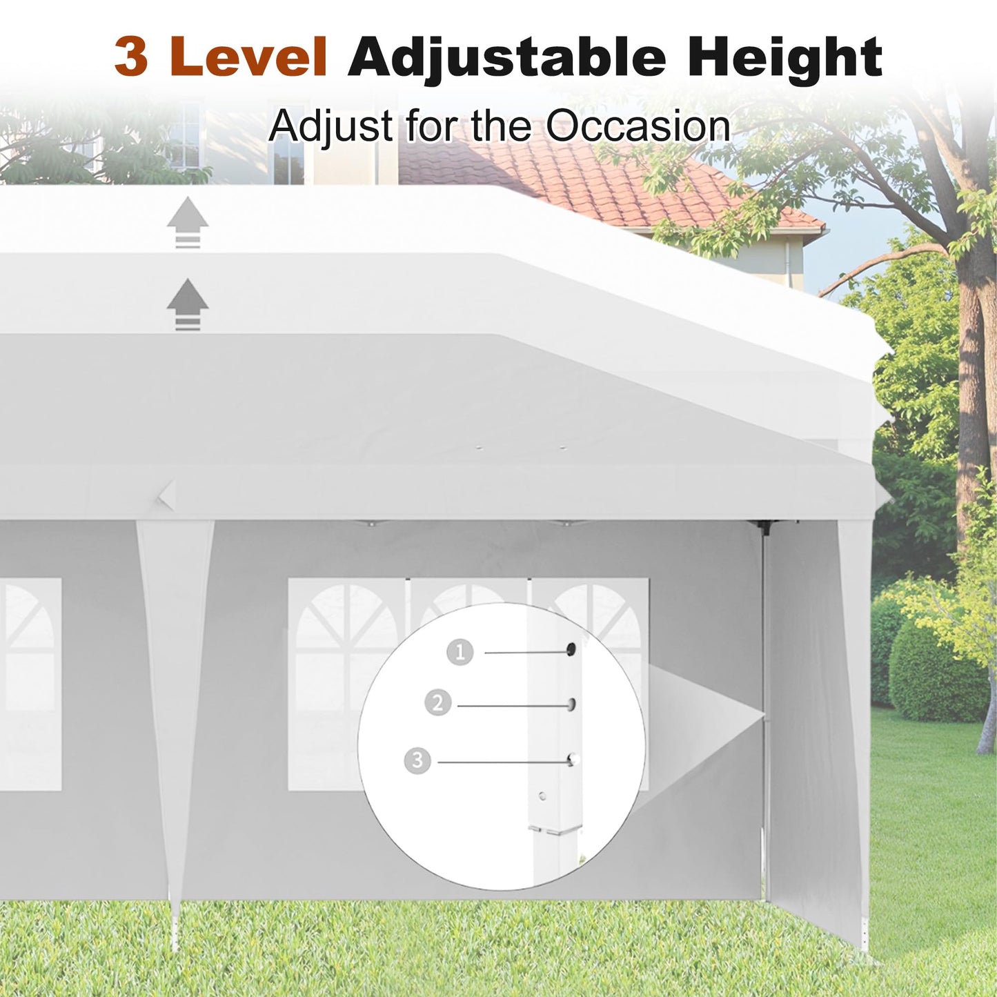 Osparple Canopy Tent for Parties 19.2'x9.7' Pop Up Canopy Tent with 4 Sidewalls Outdoor Instant Gazebo with Carry Bag Sunshades for Patio, Outdoor, Garden, White