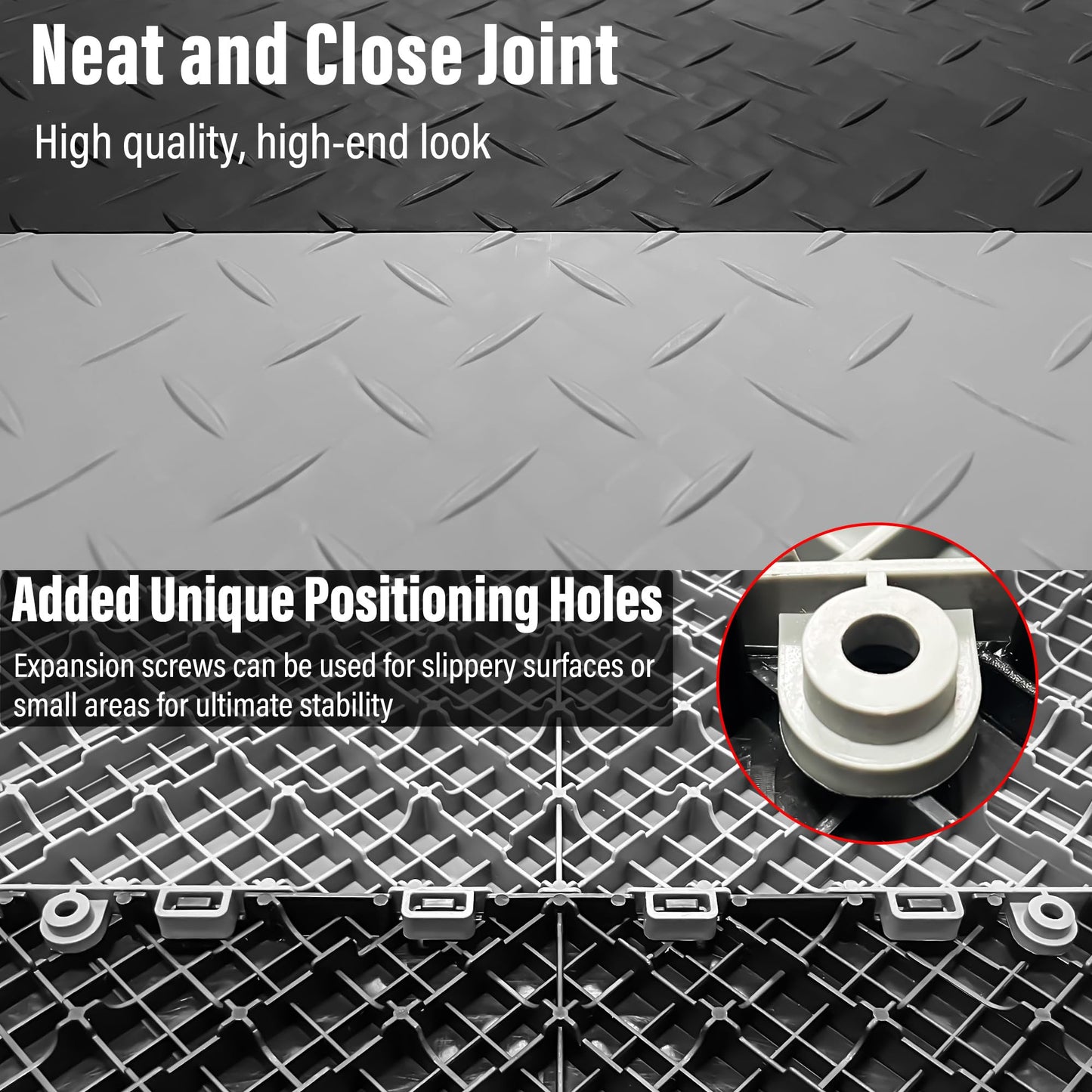 HTWELL Interlocking Garage Floor Tiles,Industrial Heavy-Duty,Non-Slip,Easy Clean,100% Virgin PP Modular Snap Together DIY Flooring for Garage,Basement,Workshop,Tool Sheds(16"x16"x0.71" 22 Pack Gray)