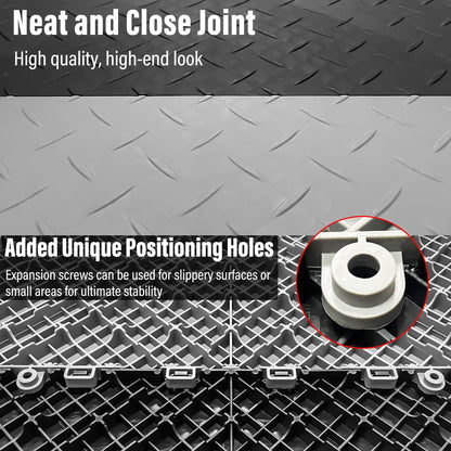 HTWELL Interlocking Garage Floor Tiles,Industrial Heavy-Duty,Non-Slip,Easy Clean,100% Virgin PP Modular Snap Together DIY Flooring for Garage,Basement,Workshop,Tool Sheds(16"x16"x0.71" 22 Pack Gray)
