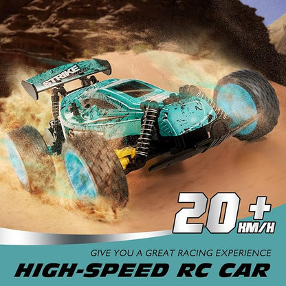 Tecnock RC Cars Remote Control Car for Kids 1:18 Scale 20 KM/H 2WD Offroad Buggy 2.4GHz RC Racing Car with USB-C Easy Charging &amp 50 Mins Playtime Toys Gifts for Boys &amp Girls