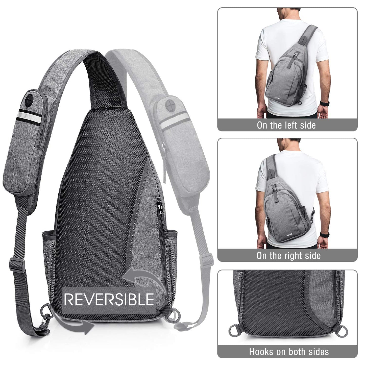 G4Free Sling Bag RFID Blocking Sling Backpack Crossbody Chest Bag Daypack for Hiking Travel