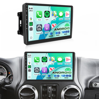 Rimoody 8Core 6G+128G 10.1'' Android Car Stereo Radio for Jeep Wrangler JK Commander Compass 2007-2018, Dodge Ram/Challerger, Wireless Carplay Android Auto GPS WiFi, Bluetooth 5.0 EQ Backup Camera
