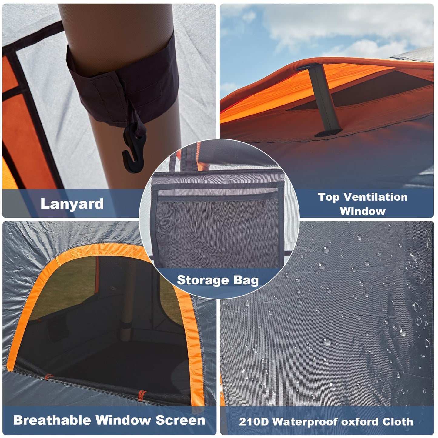 Inflatable Camping Tent,2-4 Persons Easy Setup Blow Up Tents for 4 Seasons Waterproof Inflatable Tent for Camping,Air Tent with Mesh Windows/Doors