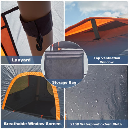 Inflatable Camping Tent,2-4 Persons Easy Setup Blow Up Tents for 4 Seasons Waterproof Inflatable Tent for Camping,Air Tent with Mesh Windows/Doors