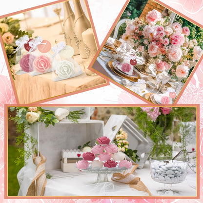 Treela 50 Set Flower Candles Wedding Favor for Guests Mini Dusty Pink Rose Shaped Tealight Candles for Return Gift Wedding Birthday Bridal Shower Housewarming Party