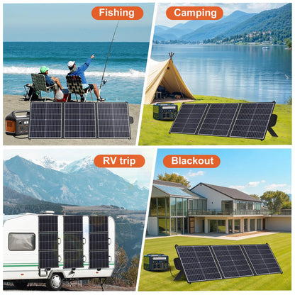 100W Portable Solar Panel 23.5% Efficiency Mono Foldable Solar Charger with USB-A, Type-C & DC 20V Lightweight Design IP65 Waterproof for Camping RV Off-Grid Emergency Power
