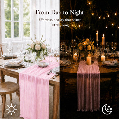 12 Pack Light Pink Cheesecloth Table Runner 35 x 70 Inch Gauze Cheese Cloth Table Runner, Boho Rustic Wedding Table Runner for Wedding Bridal Shower Graduation Party Banquet Table Decorations