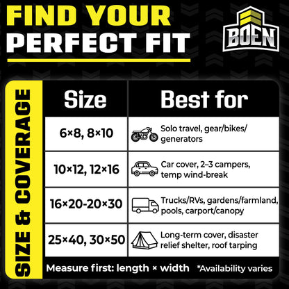 Ultra Heavy Duty Tarp Waterproof Large Cover | Hunter Green, 20' x 30' 16 Mil Thick | Rip Proof Tarps | Thick Weave Material, UV Resistant Great for Tarpaulin Canopy Tent, Boat, RV or Pool Cover