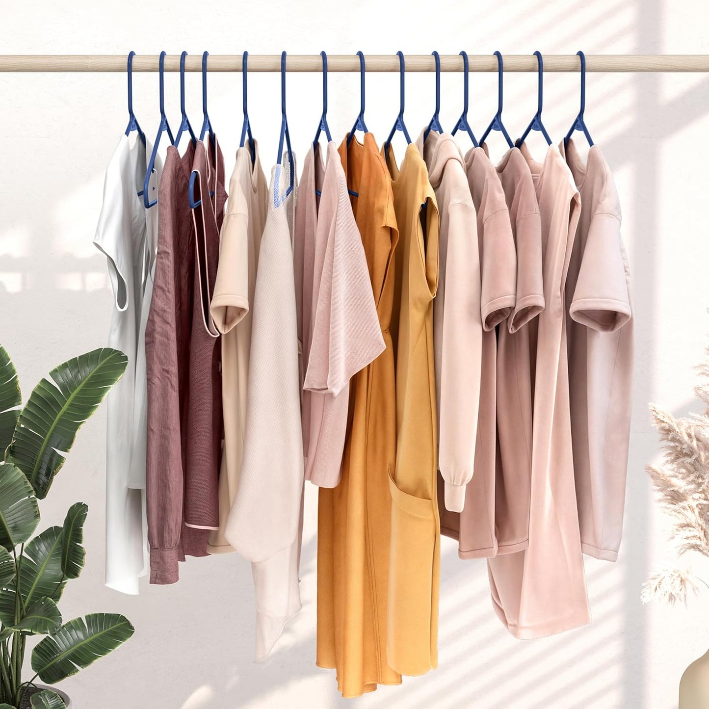 Plastic Hangers 50 Pack - Navy Clothes Hangers for Space-Saving Closet Organization | Perfect for Coats & Apparel