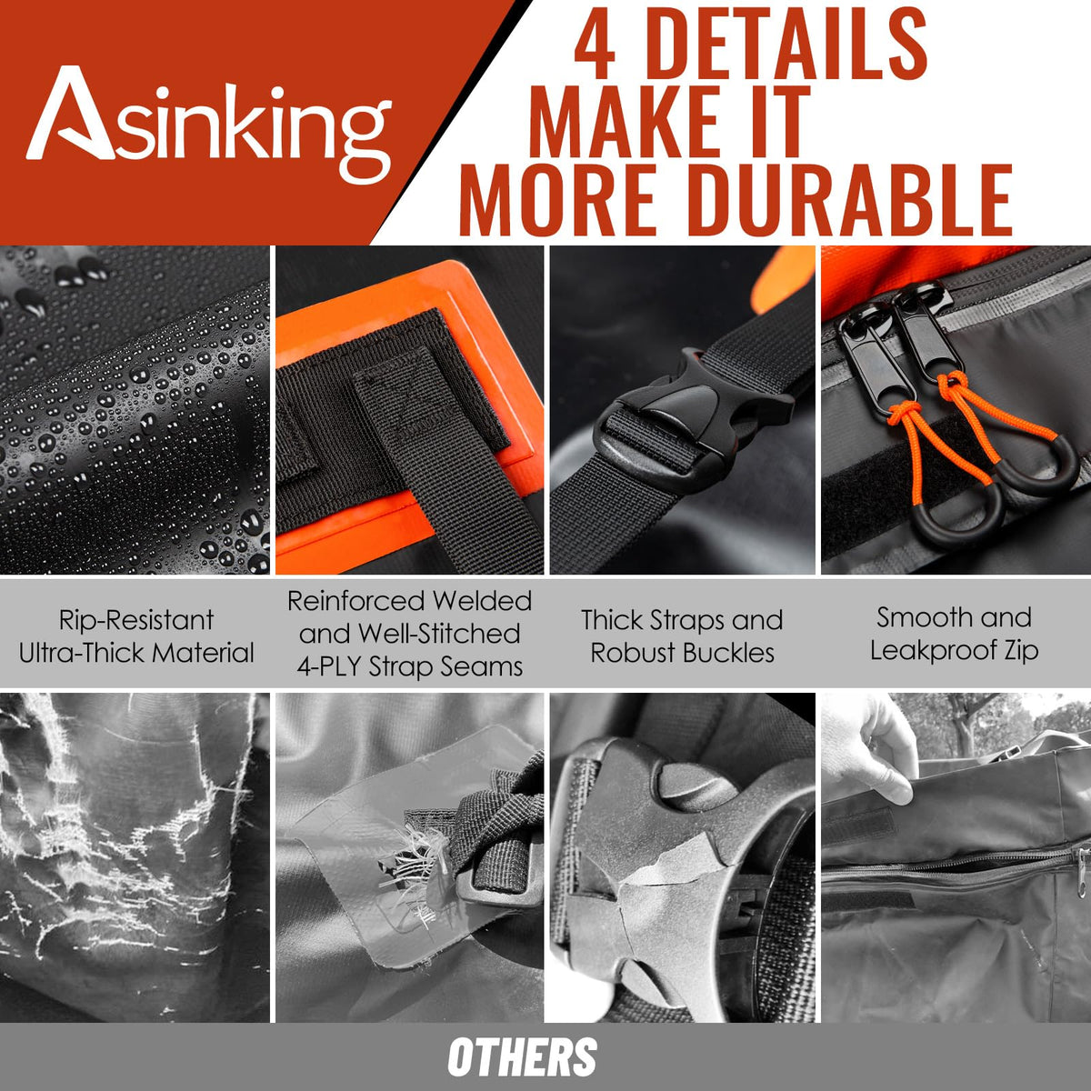 Car Rooftop Cargo Carrier Bag, Asinking 22 Cubic Feet Waterproof Tear-Resistant Car Roof Bag for All Vehicle with/Without Racks - Non-Slip Mat, 6 Door Hooks, 2 Extra Straps, Luggage Lock