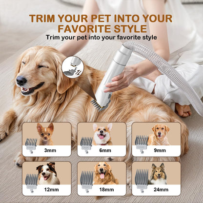Ozumek Dog Grooming Vacuum, Dog Grooming Kit, 3 Suction Modes Dog Brush Vacuum with 5 Pet Grooming Tools (Alabaster)