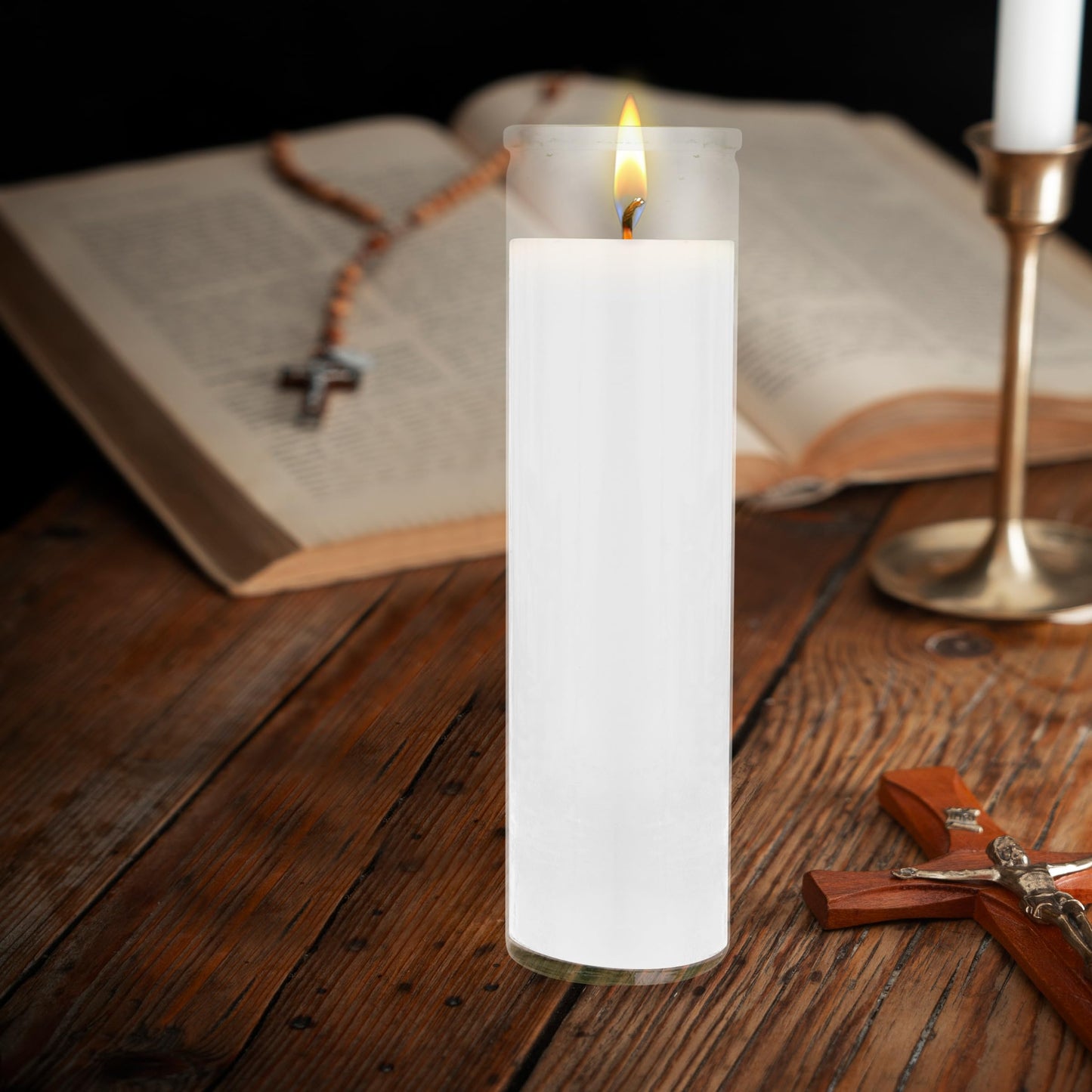 Mega Candles 6 pcs Unscented White 7 Day Glass Container Devotional Prayer Candles, Premium Wax Candle 2 Inch x 8 Inch, Sanctuary, Vigils, Prayers, Blessings, Religious, Memorials, Remembrance