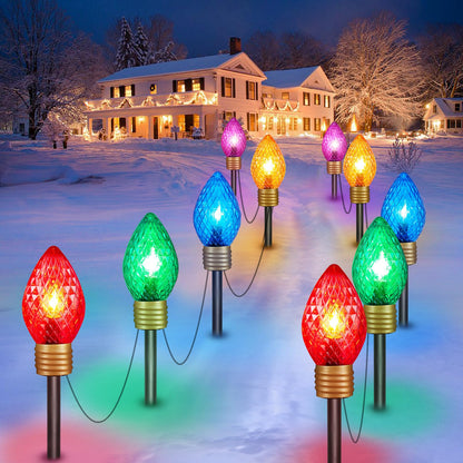 Minetom C9 Christmas Pathway Lights - 2 Pack Jumbo Multicolor, 10.5 Feet, Plastic, Model GY-C-50.6-U-B1