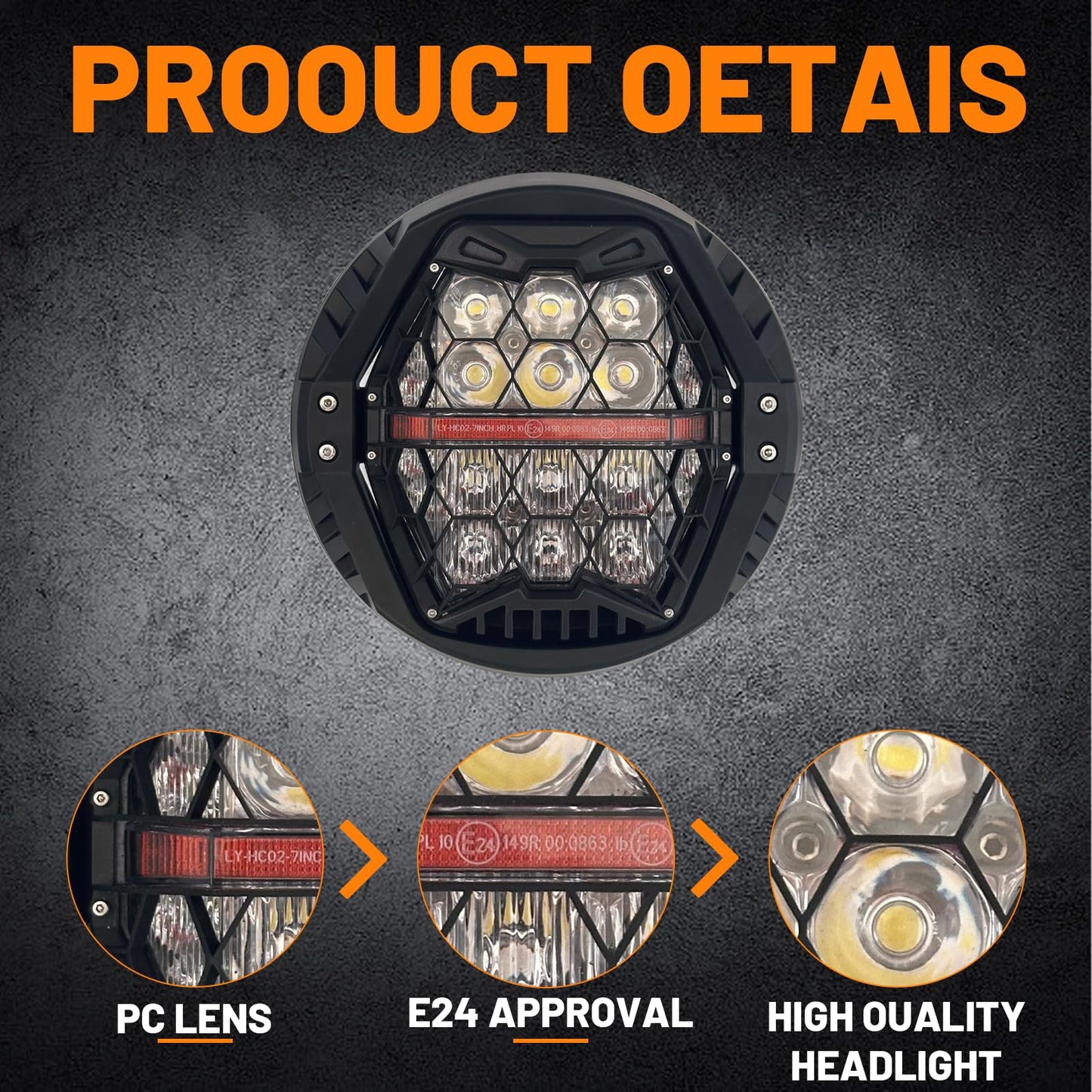 bamotop 120W 7'' Motorcycles LED Headlight With Amber DRL Hi/Lo Beam Headlamp for Harley Davidson Touring Street Glide 2014-2023 [Plug And Play]