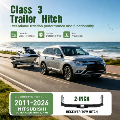 ALMULOO Class 3 Trailer Hitch Compatible with 2011-2026 Mitsubishi RVR Outlander Sport 2" Receiver Tow Hitch Steel
