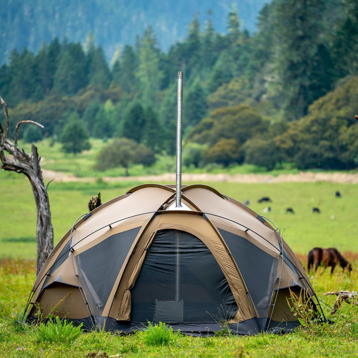 POMOLY Dome Tent Camping Hot Tent, Dome X6 Pro 4 Season Freestanding Tent for 2-4 Person Backpacking, Hiking, Hunting