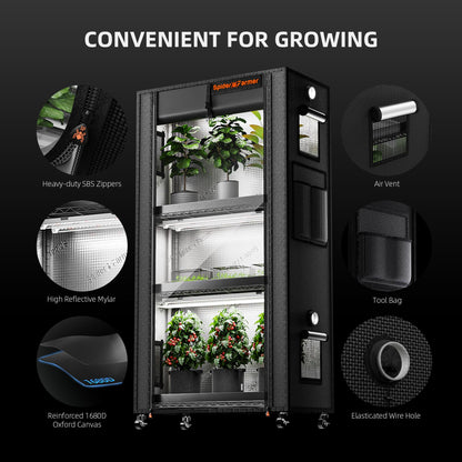 Spider Farmer 2026 Plant Stand with Grow Lights, 4-Tier Plant Shelf with 6Pcs 2ft Full Spectrum LED Lamp and Grow Tent, for Veg Seed Starting Plants Growth Greenhouse 28Lx14Dx59H (Update)