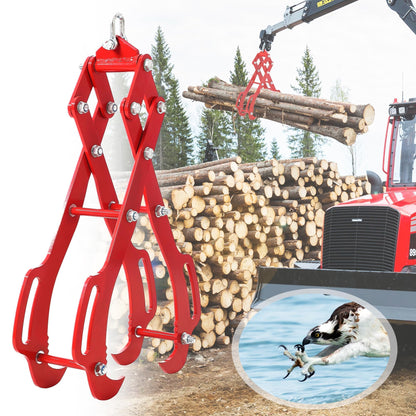 GarveeHome 36 in Logging Tongs with 4 Claws, Log Grapple Hook for Timber and Firewood, 360 Degree Swivel, Heavy Steel Log Grabber for Tractor, Skidder, Material Handling, 3000 LB Capacity, Red