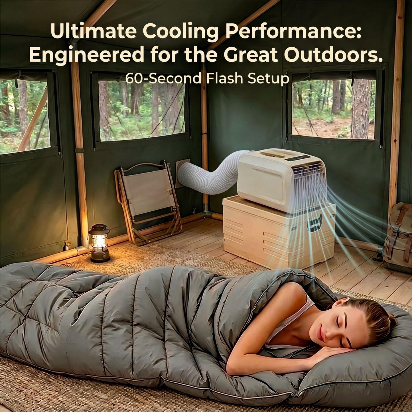 GOUKA Portable Ac 6100 BTU Cooling Camping Air Conditioner App Control No Drainage Required tent Ac Units for Rooms Bedroom Outdoor Camping Rvs (6100, BTUs, 1 set Milk white)