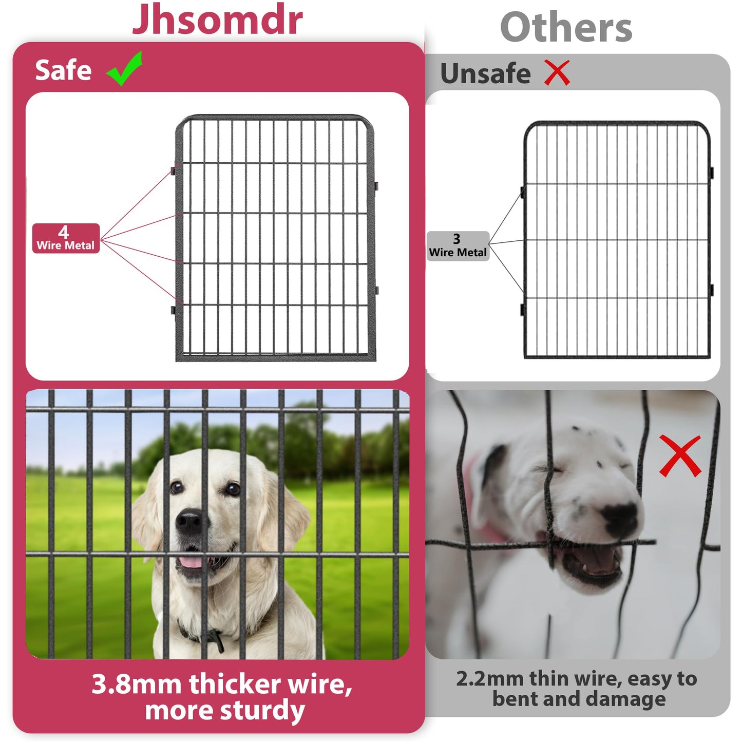 Jhsomdr Dog Playpen, 32inch 10 Panels Outdoor Dog Fence Indoor Dog Pen Anti-Rust Pet Puppy Pen Dog Exercise Pen with Lock for Medium Small Dogs, Portable Pet Fence for Yard RV Camping