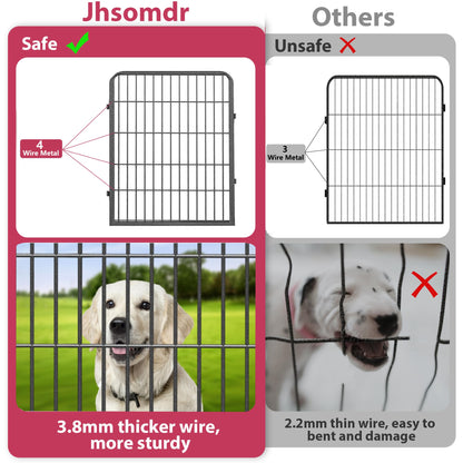 Jhsomdr Dog Playpen, 32inch 10 Panels Outdoor Dog Fence Indoor Dog Pen Anti-Rust Pet Puppy Pen Dog Exercise Pen with Lock for Medium Small Dogs, Portable Pet Fence for Yard RV Camping