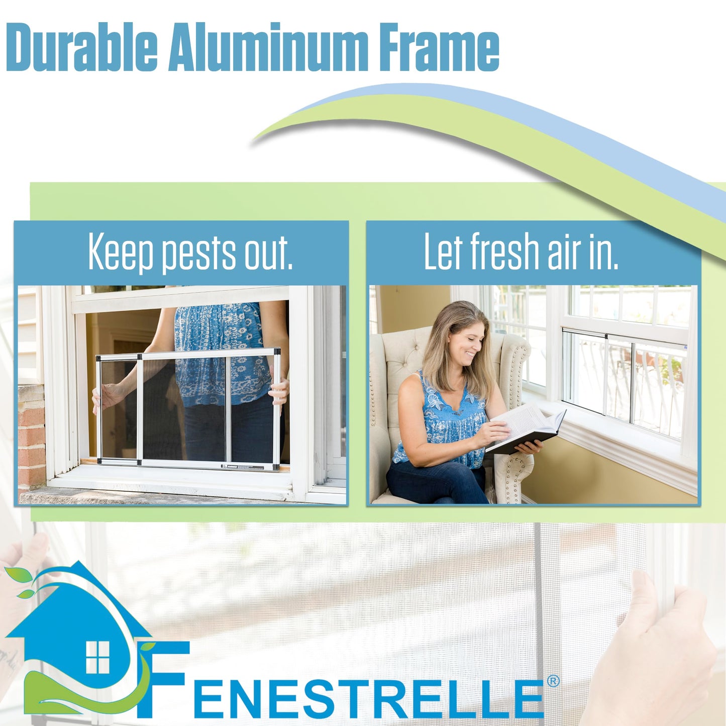 Fenestrelle Expandable Window Screen – 10″ H × 19″–36″ W Horizontal, 2‑Way Adjustable Window Screen with Flame Resistant Fiberglass Mesh, Pack of 10