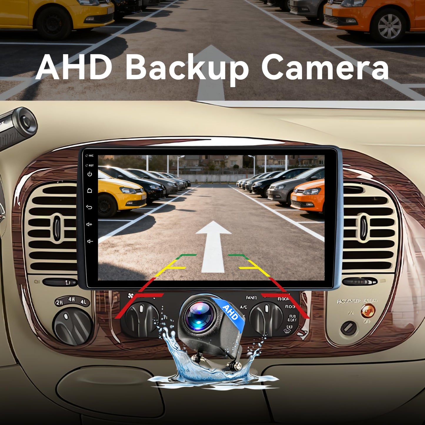 Android 14 Car Stereo Radio Compatible with Ford F150 1997-2003 Expedition 1997-2002 Wireless CarPlay & Android Auto AHD Backup Camera Upgrade 9" Touch Screen GPS WiFi FM Bluetooth 2+64G (Inches, 9)
