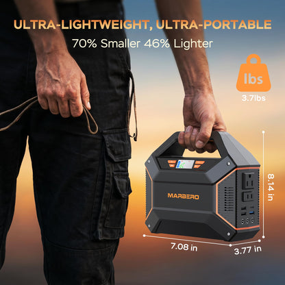 MARBERO 155Wh Solar Generator with Solar Panel Included 30W Portable Power Station 100W 150W Surge Multi-Output Solar Powered Generator Ultra Lightweight for Camping Emergency Blackout