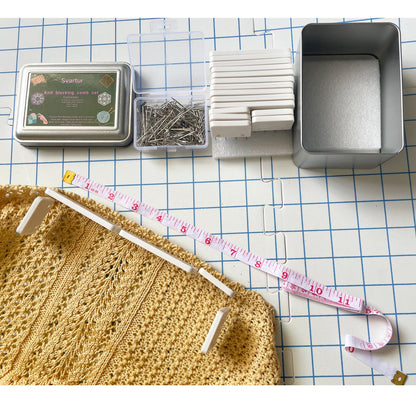 Svartur Knit Blocking Pins Kit, Includes 20 Knit Blocking Combs, 100 T-pins for Blocking Knitting Crochet, Needlework Projects, Knitting Block Tool for Blocking Mats, White