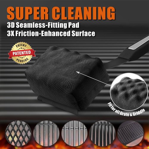 GRILLART Grill Brush - Bristle-Free Design with Replaceable Cleaning Head | Safe for Cast Iron & Stainless Steel Grates