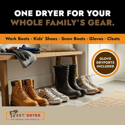 PEET Multi Boot and Glove Dryer - Portable Electric Shoe Dryer for Ski Boots, Snowboard Boots, Hockey Gear & Outdoor Gear - Always-On, Silent, Built-In Glove DryPorts - 25 Year Warranty, Made in USA