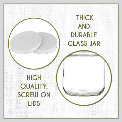 Half Gallon Glass Large Mason Jar Wide Mouth with Airtight Metal Lid - 1/2 Gallon Mason Jars - BPA-Free Glass Jar with Lid - Dishwasher Safe- By Kitchentoolz - Made in USA